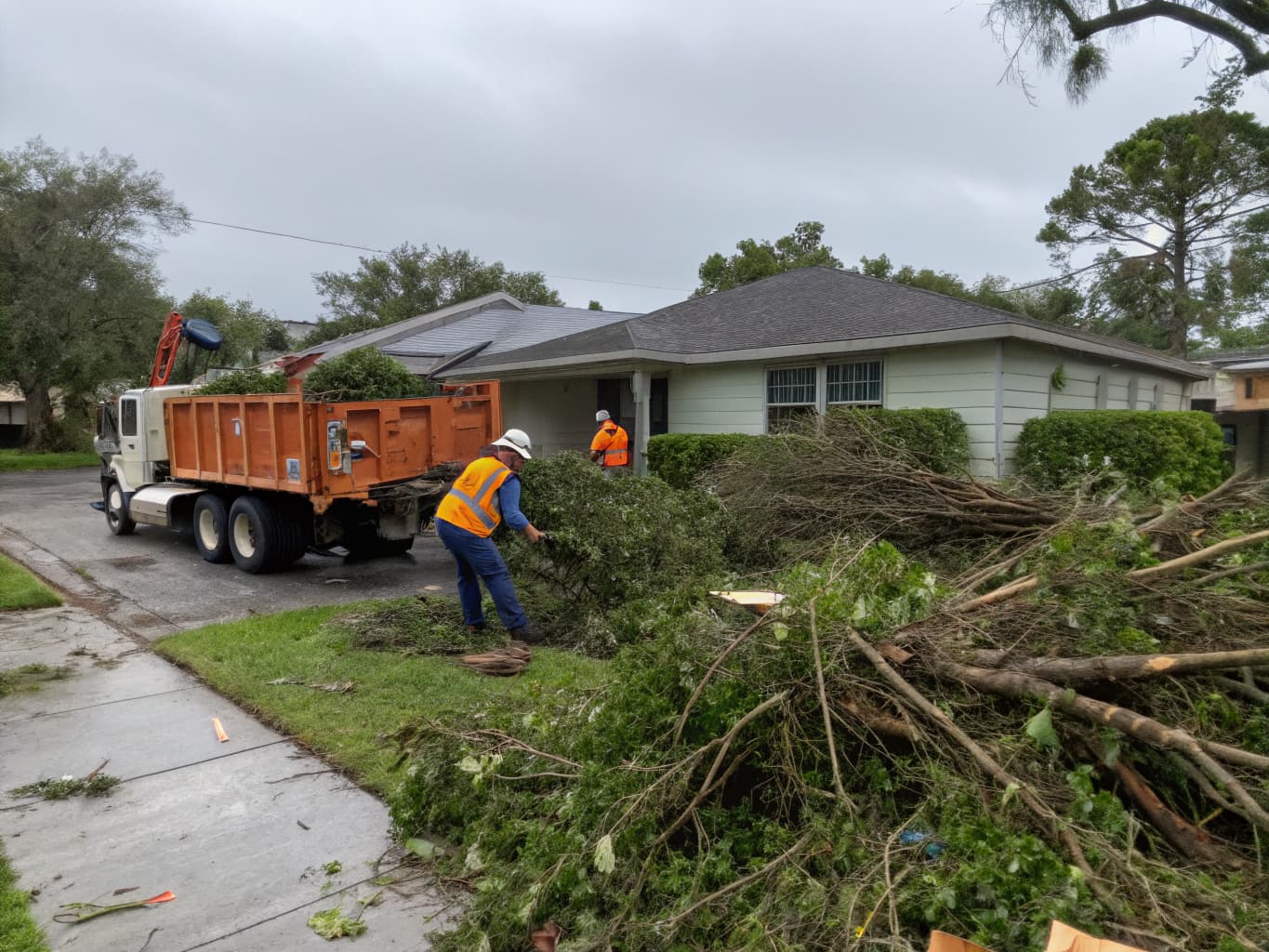 Junk and brush removal service clearing yard debris in Volusia County